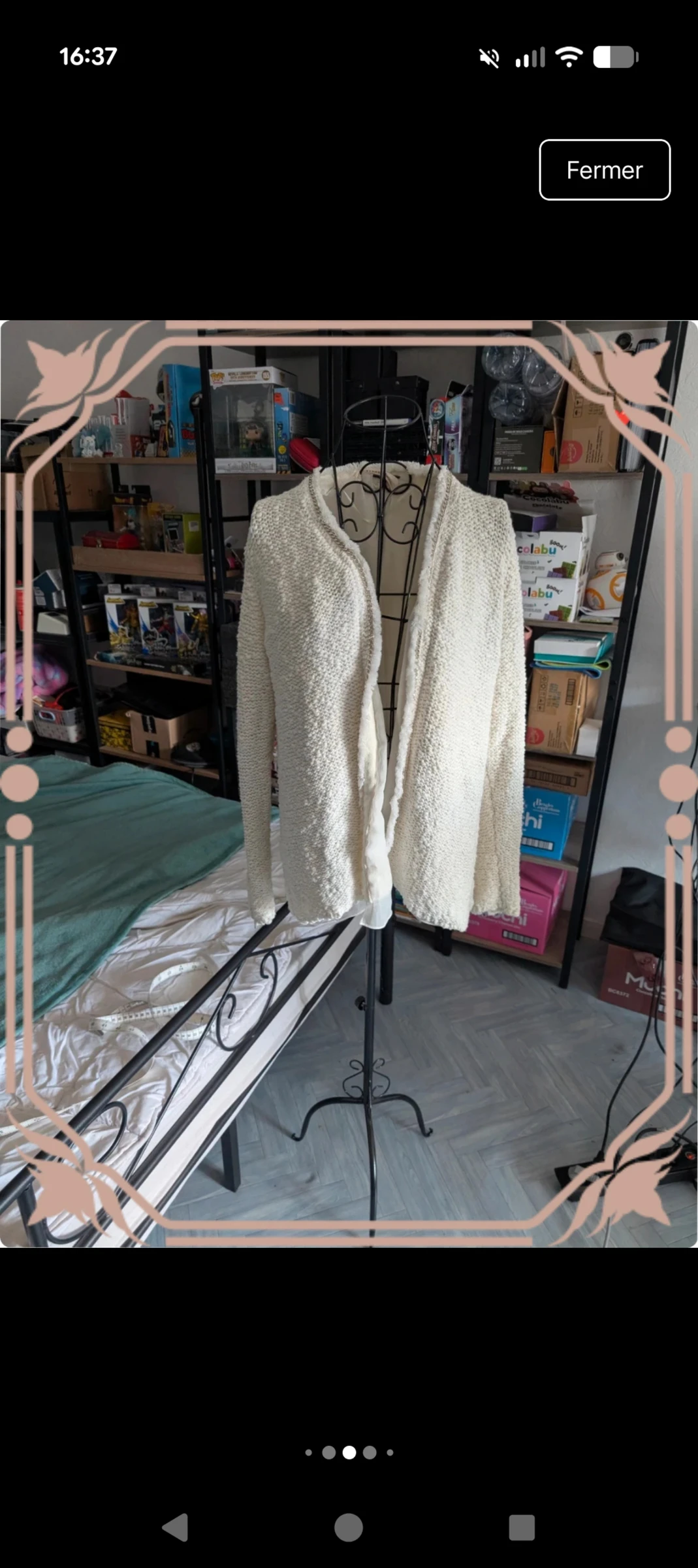 Magnifique gilet blanc chic Zara Knit - Détails chaînes et voilage - Taille L